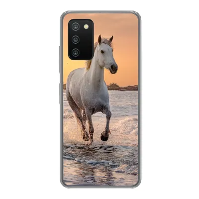 Produktbild von MuchoWow® Handyhülle Schutzhülle Hülle für Samsung Galaxy A03s Pferde - Sonne - Meer - Strand - Tiere Silikon Softcase Handy Hülle - Schutz
