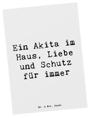 Produktbild von Mr. & Mrs. Panda Postkarte Spruch Akita Inu Liebe - Weiß - Geschenk, Hunderasse, Hunderassen Vielfalt, bildkarte, intelligenter Hund, Hundezucht, Begleiter, Grußkarte