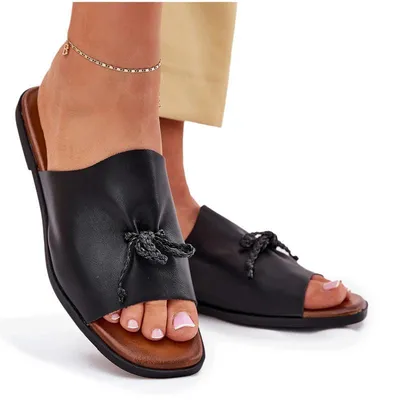 Produktbild von Damen Sandalen mit flachem Absatz und dekorativer Bindung schwarz Norela 37