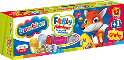 Zdjęcie produktu dla Farby Plakatowe 12Kol./20Ml Bambino A'5 1581