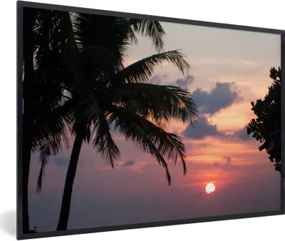 Produktbild von MuchoWow® Gerahmtes Poster Tropisch - Palme - Sonne 90x60 cm - Poster mit Schwarzem Bilderrahmen Wandposter Rahmen Foto Bilder - Fotorahmen - Foto-Plakat