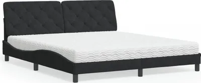 Produktbild von vidaXL Bett mit Matratze Schwarz 180x200 cm Samt