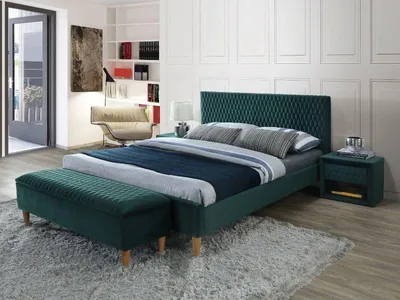 Zdjęcie produktu dla Łóżko tapicerowane AZURRO VELVET 160 x 200 cm zielone