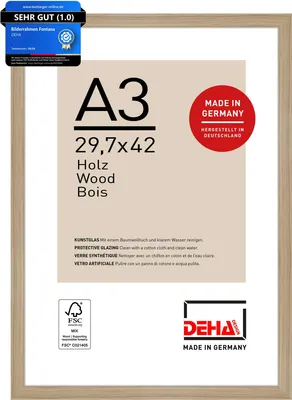 Produktbild von DEHA Design Holz Bilderrahmen Fontana, 29,7x42 cm (A3), Eiche