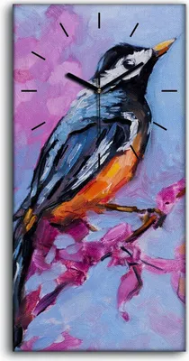 Produktbild von Dekor Leinwand Uhr Wandbilder 30x60 Gemälde Zweig Blumen Tier Vogel Kunst - schwarze Hände