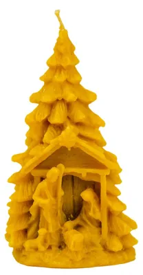 Productafbeelding van Kerze, kerstboom met kerststal. Gemaakt van 100% natuurlijke bijenwas