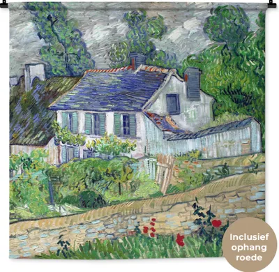 Produktbild von MuchoWow® Wandteppich Wandbehang Haus in Auvers - Vincent van Gogh 150x150 cm Tapisserie Dekoration Wandtuch - Wohnaccessoires - Modernes