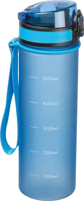 Produktbild von Trinkflasche aus Tritan mit Messskala und Trageschlaufe /500ml / Farbe: hellblau