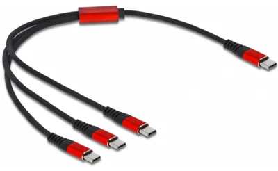 Produktbild von Delock USB Ladekabel 3 in 1 USB Type-C zu 3 x USB Type-C 30 cm