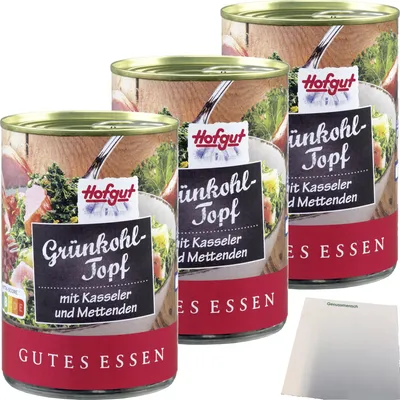 Produktbild von Hofgut Grünkohl mit Mettenden 3er Pack (3x400g Dose) + usy Block