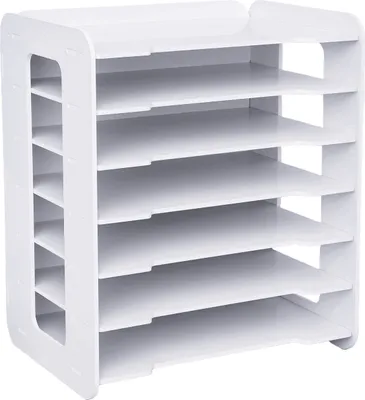 Image de 7 compartiments Bureau Organisateur de bureau Rangement de tri Porte-papier Porte-documents Enfants Porte-crayons Boîte Porte-lettres (Blanc)