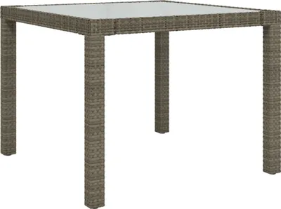 Obrázek produktu pro vidaXL Zahradní stůl 90x90x75 cm Tvrzené sklo Poly Ratan Grey