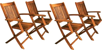 Produktbild von Gartenstuhl 4er Set, Gartensessel, Klappstuhl aus Akazienholz