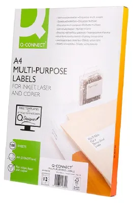 Immagine prodotto di Q-Connect® KF10652 Etichette inkjet+laser+copia - 96,5x42,3 mm, bianco, 1200 pezzi/100