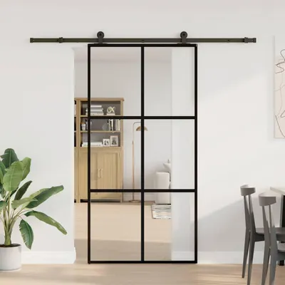 Obrázok produktu pre vidaXL Posuvné dvere s kovaním 102x205 cm ESG sklo a hliník