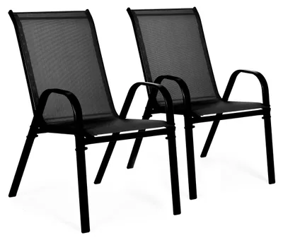 Obrázek produktu pro Sada 2 zahradních židlí na terasu, balkon, černá