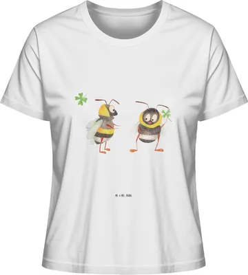 Produktbild von Mr. & Mrs. Panda Damen T-Shirt Bienen Paar Größe M - Weiß - Geschenk, für Freundin, Baumwoll, shirt, Partner, Oberteil, Basic, Kurzarmshirt, Valentinstag, Hochzeitstag