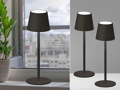 Produktbild von 2er SET dimmbare Akku Tischlampen Schwarz 38cm für Innen mit USB Kabel aufladbar