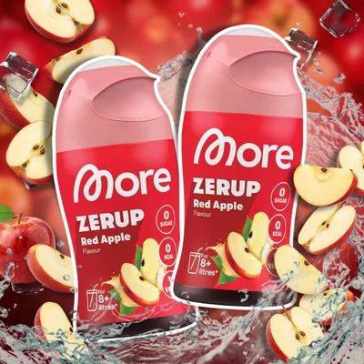 Produktbild von 2x MORE Zerup Zero Sirup Red Apple 65 ml – Zuckerfreier Getränkesirup mit Apfelsaftkonzentrat | 2 × 65 ml, KI-generiertes Bild
