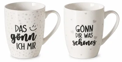 Obrázek produktu pro Sada dvou porcelánových hrníčků na kávu, 350 ml – Dopřejte si něco hezkého