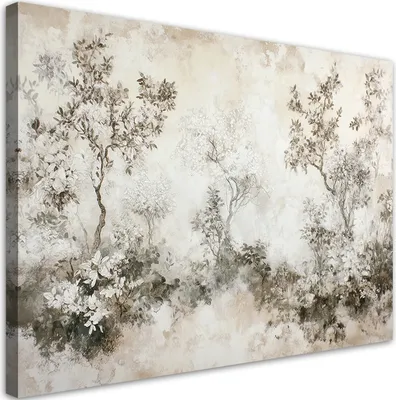 Produktbild von Feeby - Leinwand Bilder - Nebel zwischen den Bäumen - 45x30 cm - Deko Wohnzimmer - Wandbilder Schlafzimmer - Deko Aesthetic - Wand Deko - Leinwand Groß - Deko Zimmer - Leinwandbilder XXL