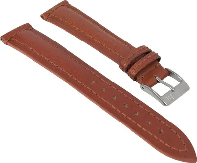 Produktbild von Uhrenarmband echt Kalbsleder braun mit Naht Minott 27822, Stegbreite:18mm, Schließe:Silbern