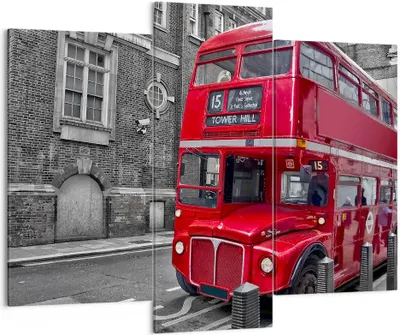 Produktbild von Bild auf Leinwand - Leinwandbild - Bus Denkmal London Geschichte - 130x100cm - Wand Bild - Wanddeko - Leinwanddruck - Bilder - Kunstdruck - Leinwand bilder - Wandkunst - CB130x100-2673