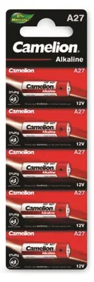 A retail package of Camelion A27 alkaline batteries.
