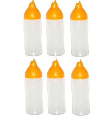 Produktbild von 6 gelbe Quetschflaschen 350 ml tropffrei Ketchupflaschen Senfflasche Mayonaiseflasche