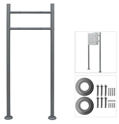 Produktbild von Metall Standfuss für Briefkasten Anthrazit Briefkastenstaender Grau Ständer Freistehend Standfuß Briefkastenständer Standbriefkasten Rund V2Aox