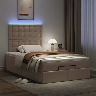 Image de Maison Exclusive - Lit ottoman avec matelas et LED, 120 x 190 cm, simili cuir
