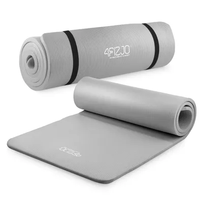 Produktbild von 4FIZJO Fitnessmatte mit Tragegurt, 180x60x1,5 cm, NBR-Schaumstoff, Rutschfest, Grau