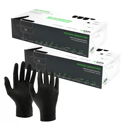 Produktbild von ARLI SET: 400x Nitril Einweghandschuhe L schwarz puderfrei Untersuchung Handschuhe lebensmittelgeeignet