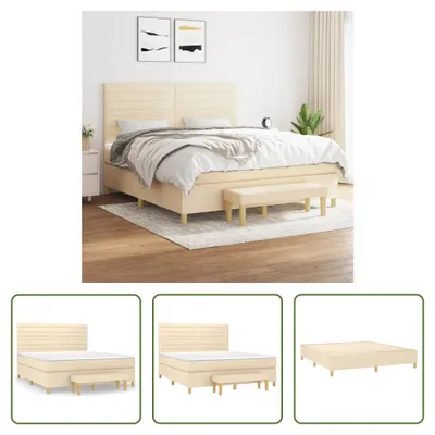 Produktbild von The Living Store Boxspringbett mit Matratze Creme 180x200 cm Stoff