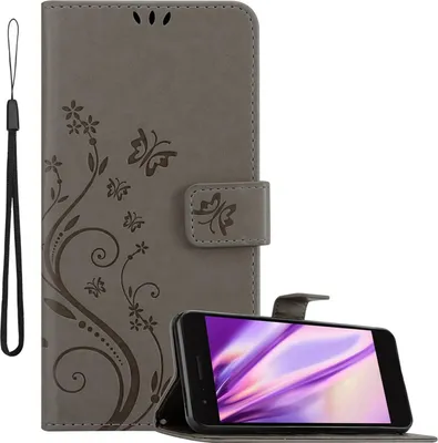 Produktbild von Cadorabo Hülle für LG K8 2018 / K9 2018 Schutz Hülle in Grau Schutzhülle Handy Hülle Etui Case Blumen Flower