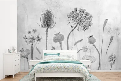 Produktbild von MuchoWow® Fototapete für Wohnzimmer oder Schlafzimmer Wandtapete Vinyl Motivtapete Stilleben - Schwarz - Weiß - Ölfarbe - 390x260 cm - Papiertapete