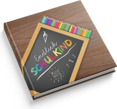 Produktbild von itenga Gästebuch Motiv "Stifte" Schulkind 88 Seiten braun 21,0 x 21,0 cm