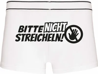 Produktbild von Boxershorts - Mann - Boxer-0026-man-white-h-L - weiß - L - hinten - Bitte nicht streicheln - lustiges Motiv - Spruch - Unterwäsche - Unterhose - Freizeit - lustig