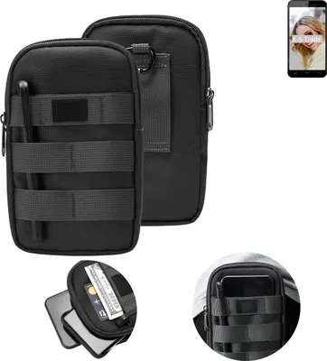 Produktbild von K-S-Trade Holster Gürtel Tasche kompatibel mit HomTom HT16S Handy Tasche Schutz Hülle dunkel-grau viele Fächer, 1x