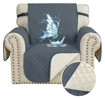 Immagine prodotto di Copertura per divano, 1 posto, impermeabile, antiscivolo, lavabile, grigio-blu