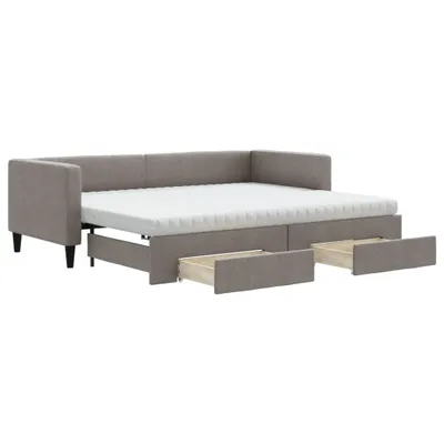 Obrázek produktu pro vidaXL Rozkládací denní postel se zásuvkami Taupe 80x200 cm Látka