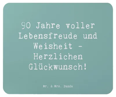 Produktbild von Mr. & Mrs. Panda Mousepad Spruch 90. Geburtstag Lebensfreude - Meeresbrise - Geschenk, Geburtstagsgeschenk, mausteppich, Liebevolles, laptop, wertschätzende Worte, Feiern