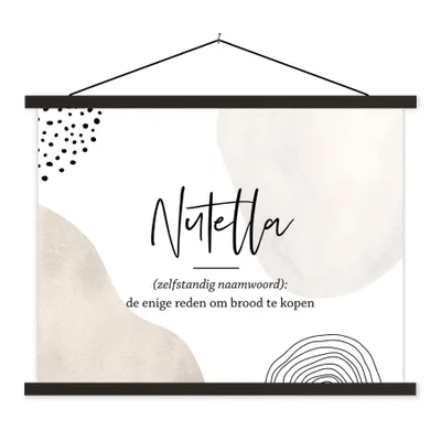 Produktbild von MuchoWow® Textilposter Nutella - Sprichwörter - Zitate - Nutella Definition - Wörterbuch 40x30 cm mit schwarzem Rahmen - Dekorationen
