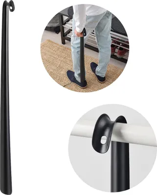 Produktbild von OMTÄNKSAM Anthrazit, langer Schuhlöffel, stabil, Metall IKEA