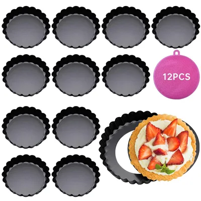 12 Mini-Tarteletteformen 8 cm, antihaftbeschichtet, Kohlenstoffstahl
