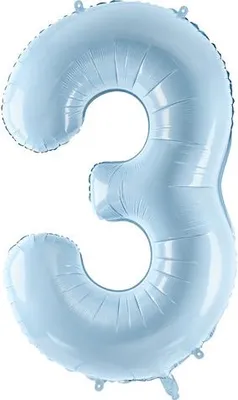 Immagine prodotto di Palloncino in foil numero "3", 72 cm, azzurro