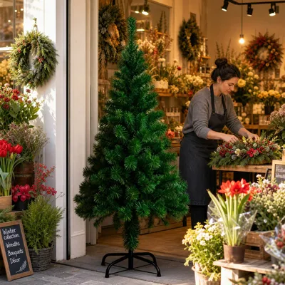 Productafbeelding van ACXIN, kunstkerstboom, 1,5 meter, groen, met kliksysteem. Eenvoudige montage zonder gereedschap, geen naaldenverlies, duurzaam PVC-materiaal. Gemakkelijk op te zetten