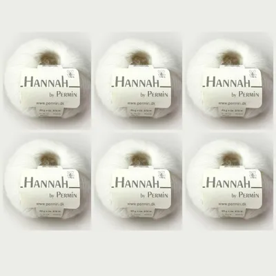 Immagine prodotto di 6x Hannah by Permin – Filato in Lana, seta e cashmere (01 bianco)