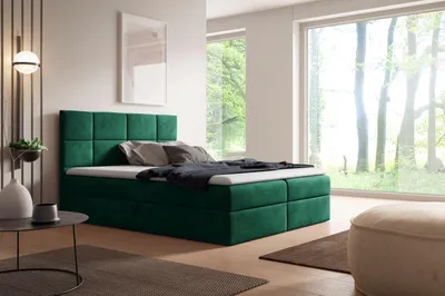Obrázek produktu pro Kontinentální postel 200x200 DINARA s úložným prostorem - zelená + topper