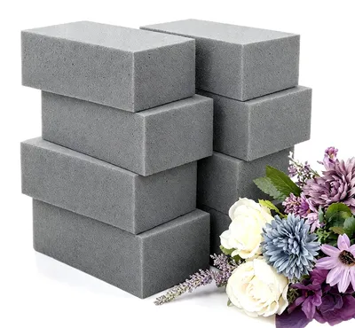 Productafbeelding van Bloemenschuim - 8 stuks droogschuim, vierkant - voor kunstbloemen en verse bloemen - 14x8x4 cm, grijs